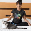 portrait-of-a-happy-cat-owner-wearing-a-t-shirt-mockup-on-bed-a18790-min